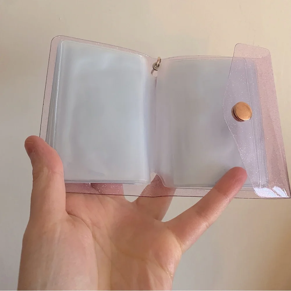 Small Pink/Purple Glitter Plastic Case for Cards or Polaroid Photos